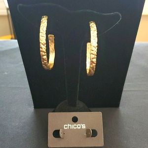 Chico's oval gold hammered 2 inch hoops- brand new